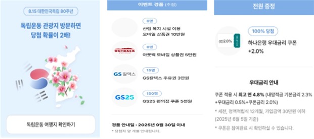 광복 관련 '한국관광 100선' 관광지 이벤트(대한민국 구석구석 제공).(ⓒ뉴스1, 무단 전재-재배포 금지)