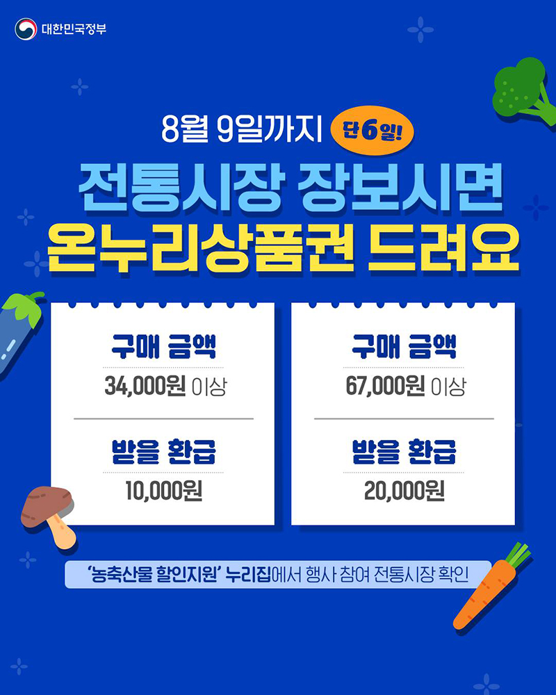 전통시장에서 장 보면 최대 2만 원 환급! 하단내용 참조