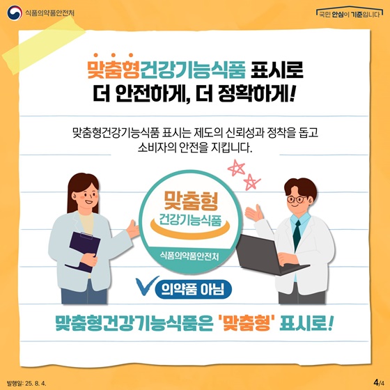 맞춤형건강기능식품제도 본격 시행!(2025.3.19~)