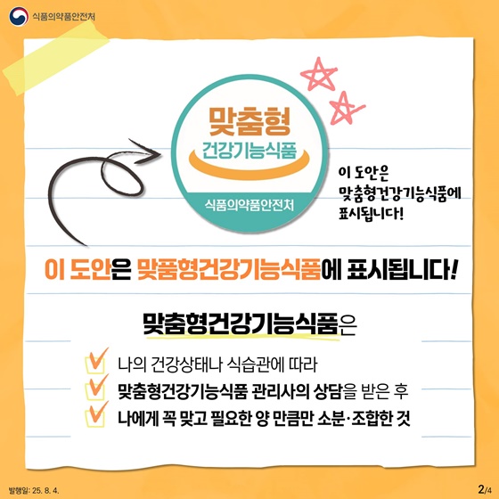 맞춤형건강기능식품제도 본격 시행!(2025.3.19~)