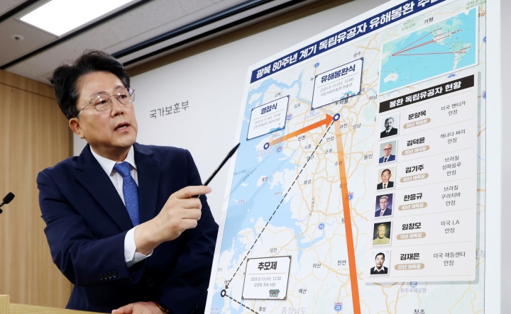 임종배 국가보훈부 보훈예우정책관이 7일 세종시 정부세종청사 국가보훈부에서 광복80주년 계기 독립유공자 유해봉환 계획을 발표하고 있다.(ⓒ뉴스1, 무단 전재-재배포 금지)