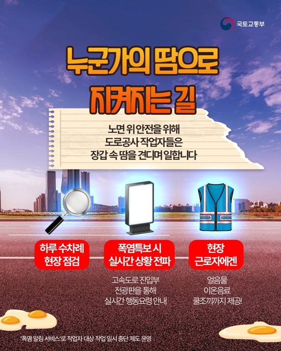 고속도로 위 무더위와 싸우는 사람들