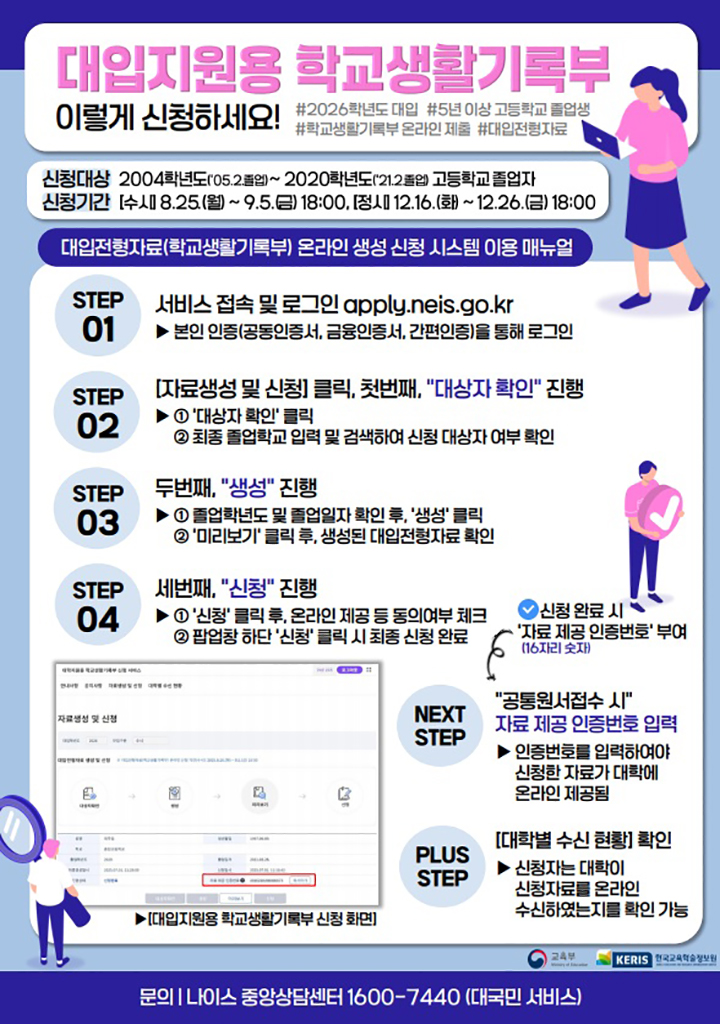 신청 시스템 사용 설명서 (자세한 내용은 본문에 설명 있음)