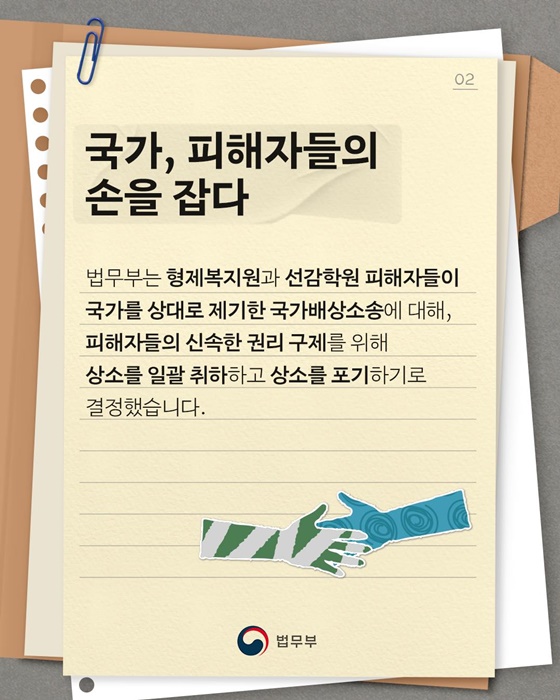 국가, 피해자들의 손을 잡다