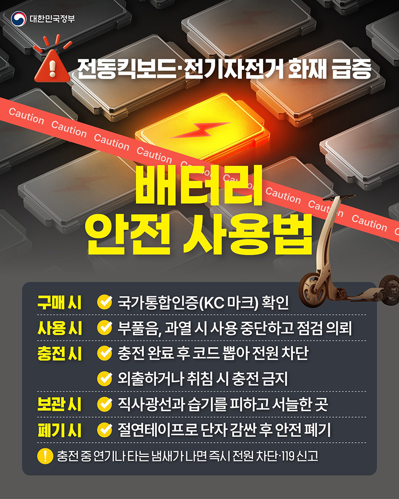 전동킥보드·전기자전거 화재 급증 하단내용 참조