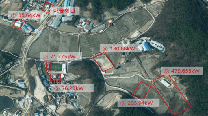 구양리 태양광발전소 6개소 위치.(농림축산식품부 제공)