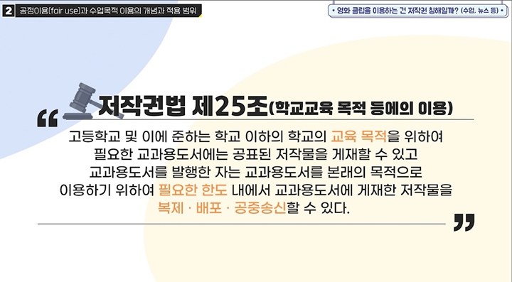 저작권법 제25조에 대한 설명. (출처: 저작권 e-배움터)