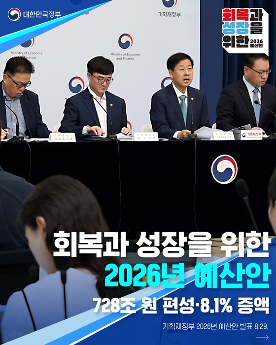 회복과 성장을 위한 2026년 예산안 728조 원 편성·8.1% 증액