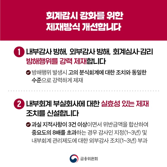 재무제표 허위공시 등 엄정하게 제재하겠습니다