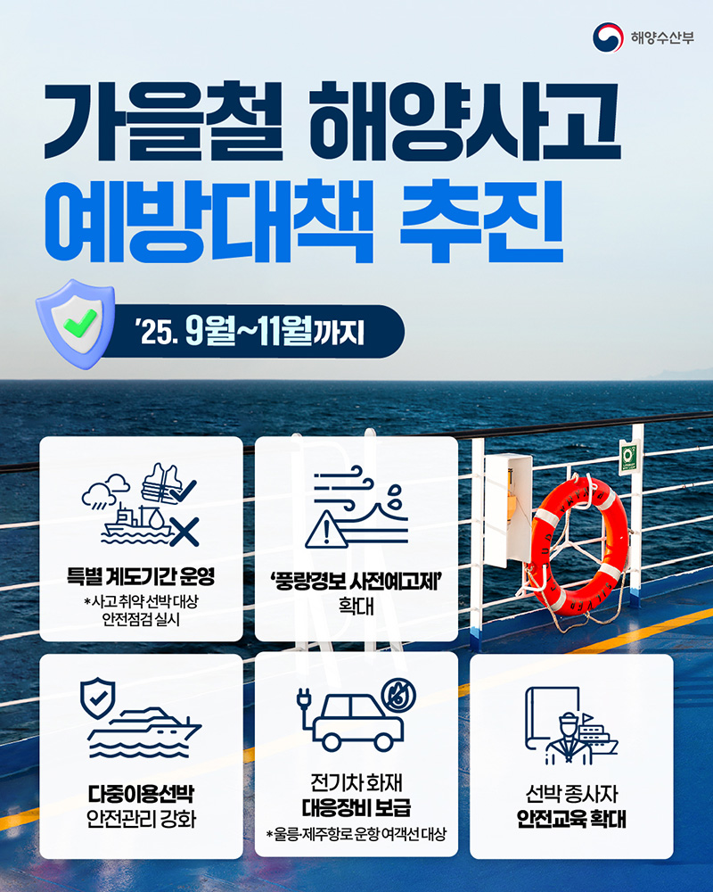가을철 해양사고 예방대책 추진 하단내용 참조
