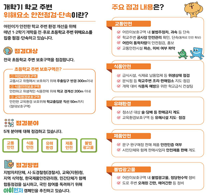 개학기 학교 주변 주요 점검내용 (자세한 내용은 본문에 설명 있음)
