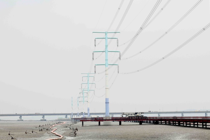 345kV 북당진-신탕정 송전선로 전경.(ⓒ뉴스1, 산업부 제공, 무단 전재-재배포 금지)