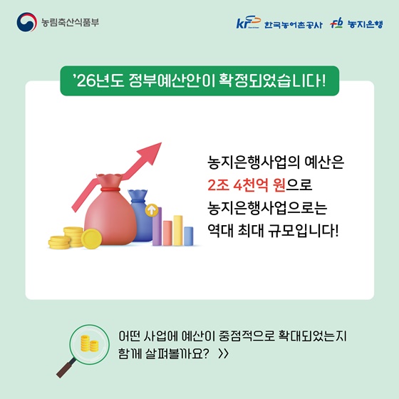 2026년도 농지은행사업 정부 예산안 확정