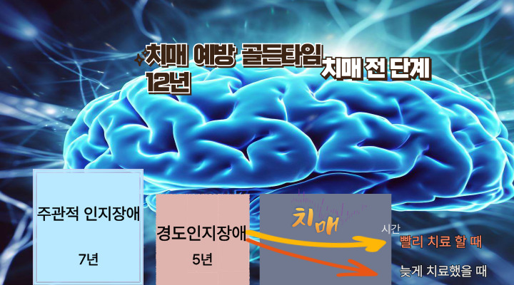 치매 예방 골든타임 12년. 치매 치료는 빨리 치료할수록 병의 발전이 현저히 느려진다.