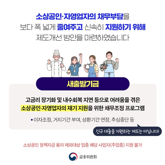 새출발기금이 더 많이, 더 빨리, 더 쉽게 지원합니다