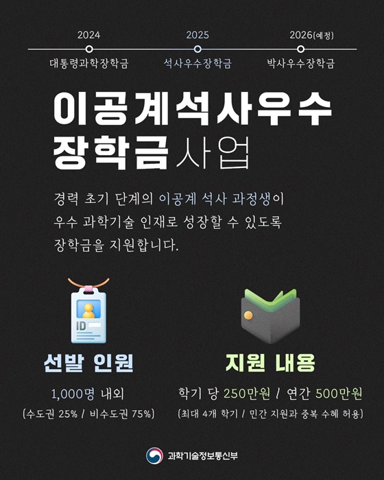 이공계 석사우수장학금 사업을 시작합니다