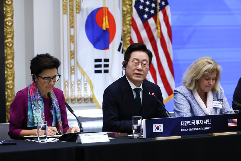 이재명 대통령이 25일(현지시간) 미국 뉴욕 증권거래소에서 열린 한국경제설명회 투자서밋에서 발언하고 있다. 2025.9.25(사진=저작권자(c) 연합뉴스, 무단 전재-재배포 금지)