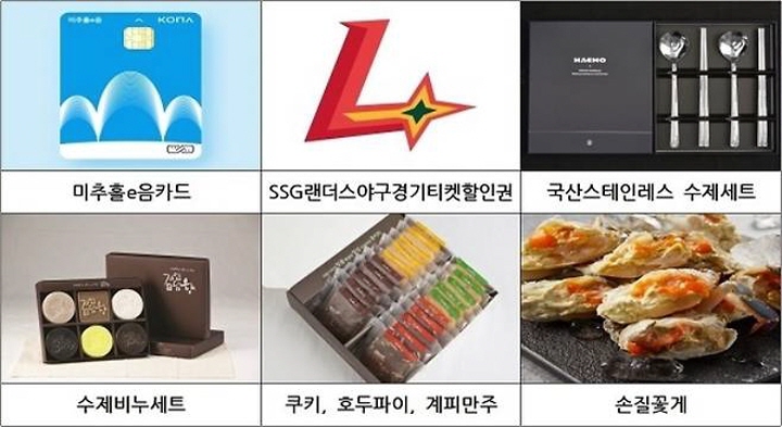 인천 미추홀구의 고향사랑기부제 답례품. (출처=인천 미추홀구)