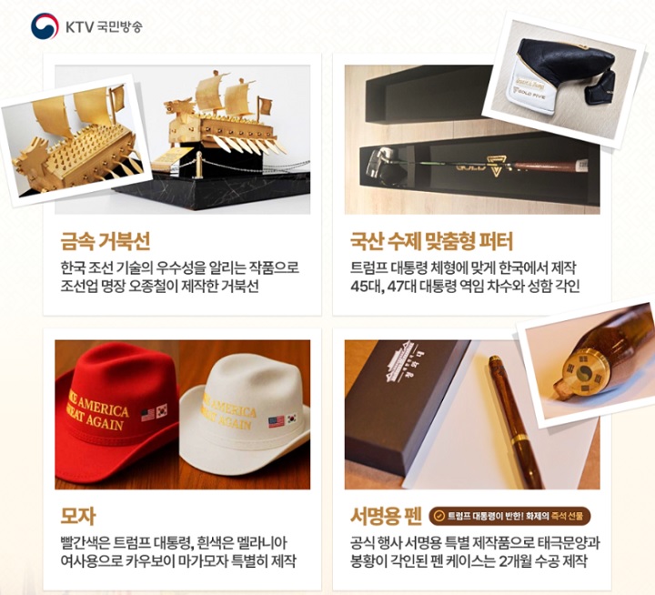 한미정상회담에서 대통령이 증정한 선물. (출처=KTV 국민방송)