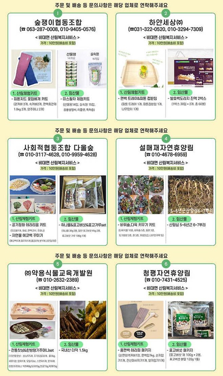 교통약자나 60세 이상의 고령자가 비대면으로 이용할 수 있는 산림복지서비스.