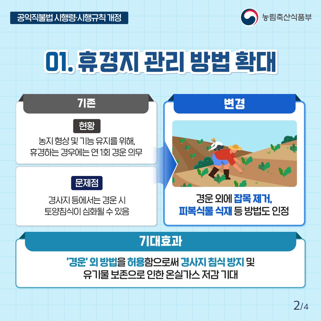 공익직불 준수사항이 완화됩니다!