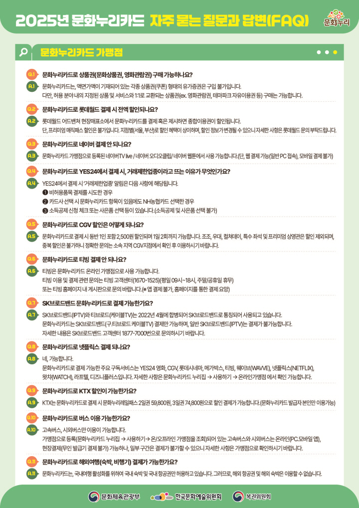 문화누리카드는 OTT 구독부터 고속버스, 국내 숙박에 항공권까지 다양한 곳에서 사용할 수 있다. (출처=문화누리 누리집)