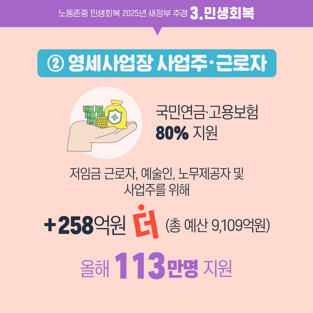 노동존중·민생회복! 2025년 새정부 추경 소식 ③민생회복