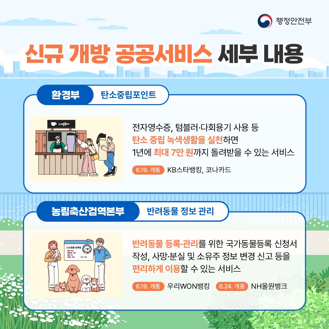 공공서비스 6종, 민간 앱으로 이용하세요~!
