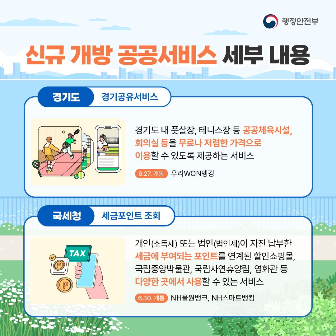 공공서비스 6종, 민간 앱으로 이용하세요~!