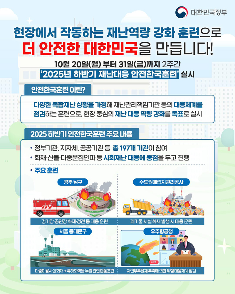 2025년 하반기 재난대응 안전한국훈련 실시 하단내용 참조