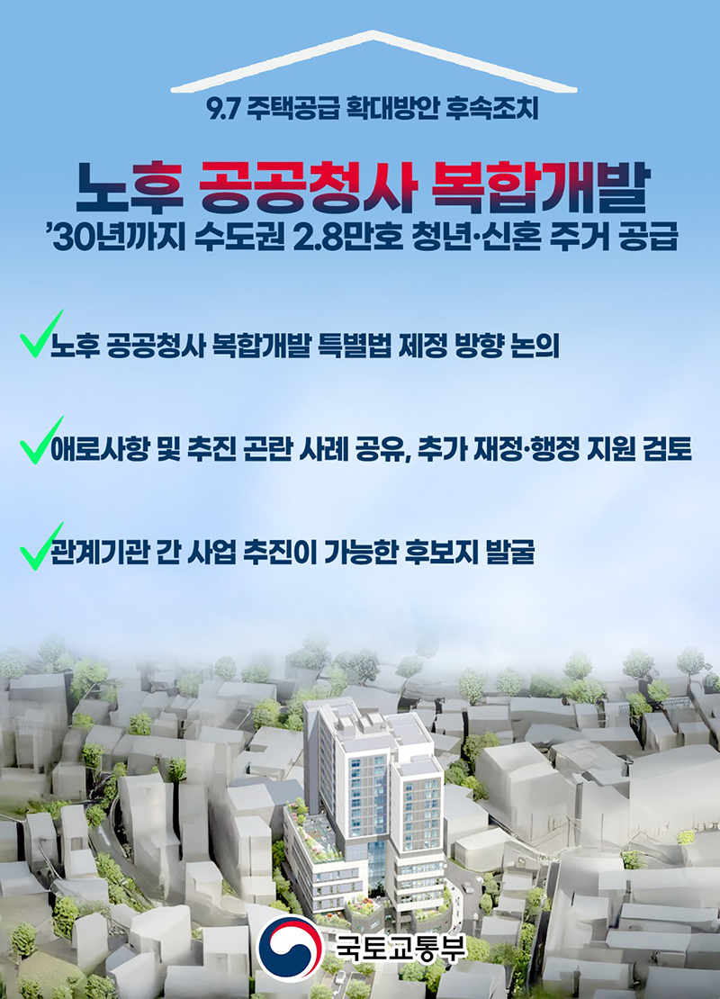 노후 공공청사 등 복합개발 2030년까지 수도권 2.8만호 공급 하단내용 참조
