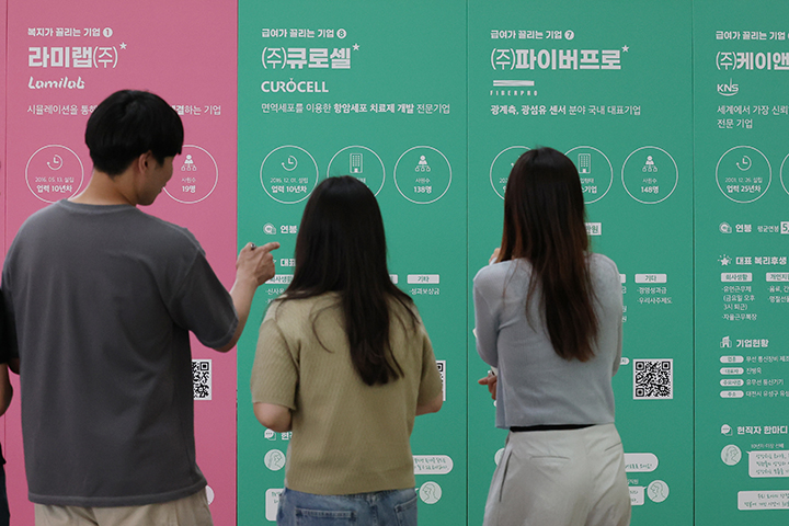 취업 정보 살피는 학생들. 2025.7.1 (ⓒ뉴스1, 무단 전재-재배포 금지)