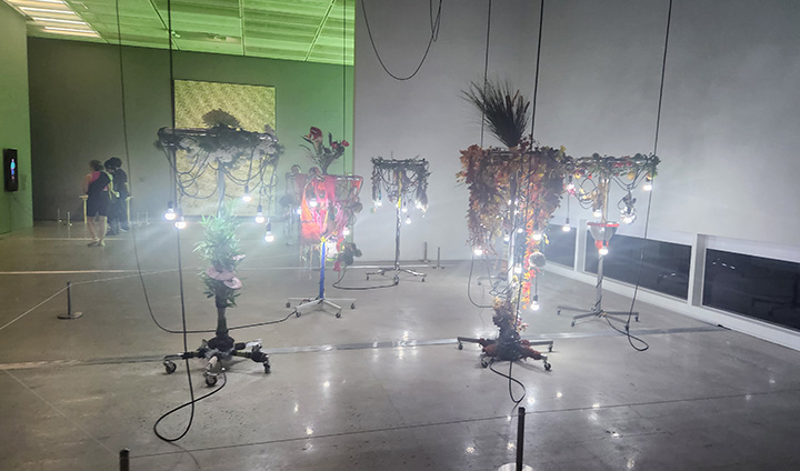 양혜규 작가의 '여성형 원주민' 설치미술 작품이다. 옷걸이나 바퀴 등, 일상적으로 볼 수 있는 물품으로 인격체와 삶을 표현했다.