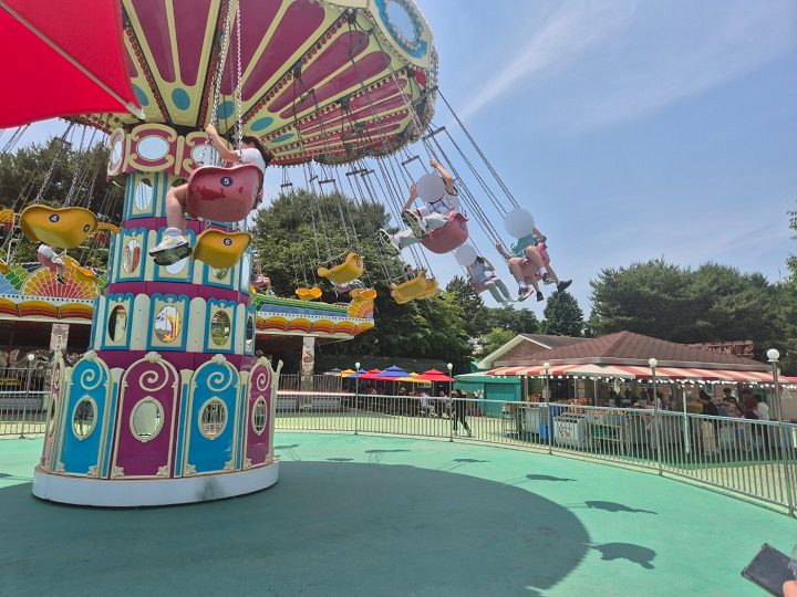 파주 임진각 관광지 평화랜드에서 놀이 기구 탑승.