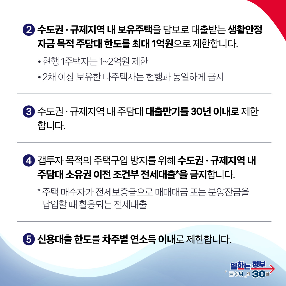 가계부채 관리를 강화합니다.