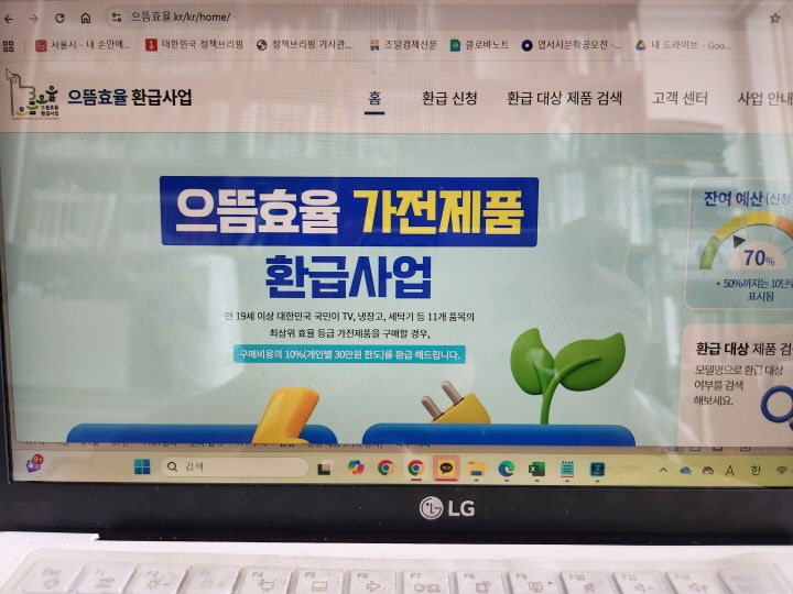 에너지소비효율 1등급 가전제품을 구매하고 환급 신청하면 구매 금액의 10%, 최대 30만 원까지 환급받을 수 있다. (출처='으뜸효율 가전제품 환급' 사업 누리집)