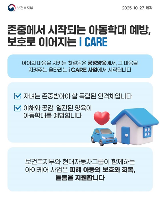 아동학대 없는 세상, i CARE가 함께합니다