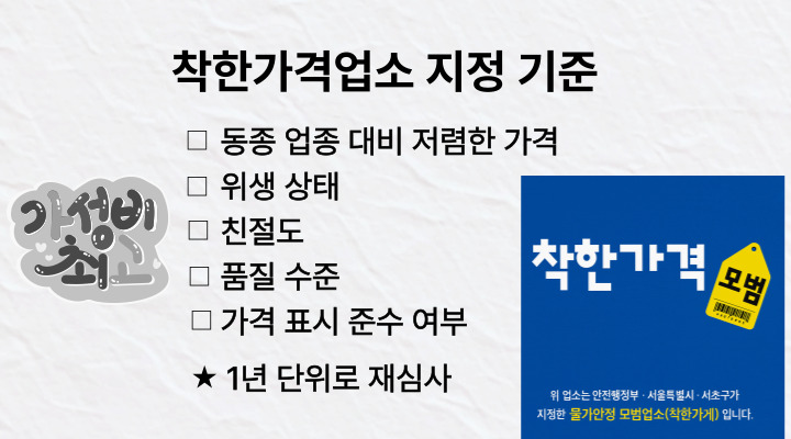착한가격업소 지정 조건.