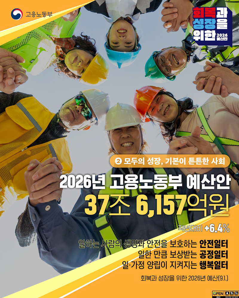 2026년 고용노동부 예산안 하단내용 참조