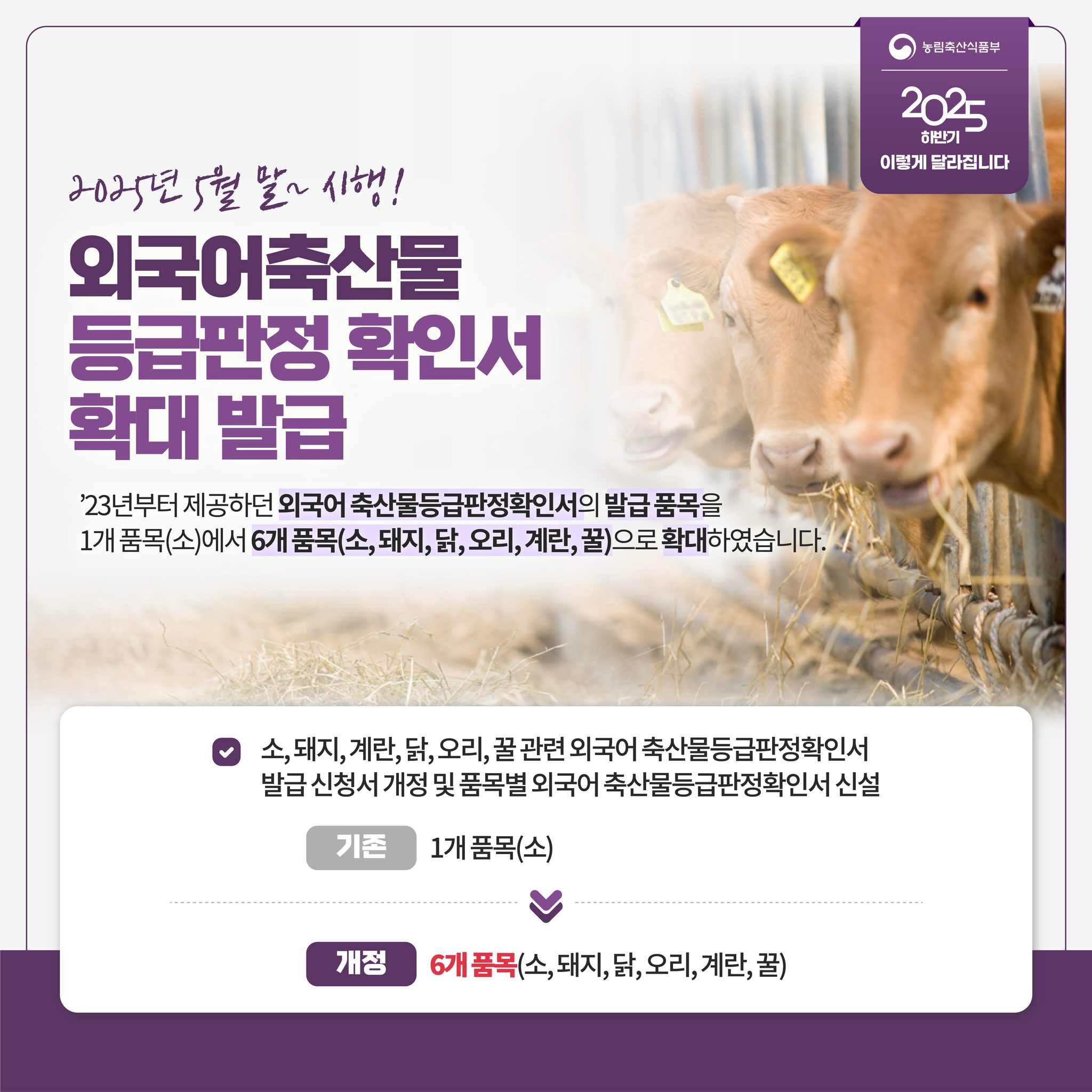 달라지는 주요제도 2025년 하반기 농식품 분야, 이렇게 달라집니다.