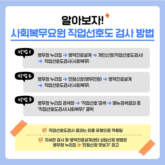 사회복무요원도 직업선호도검사로 복무분야 고민 해결!