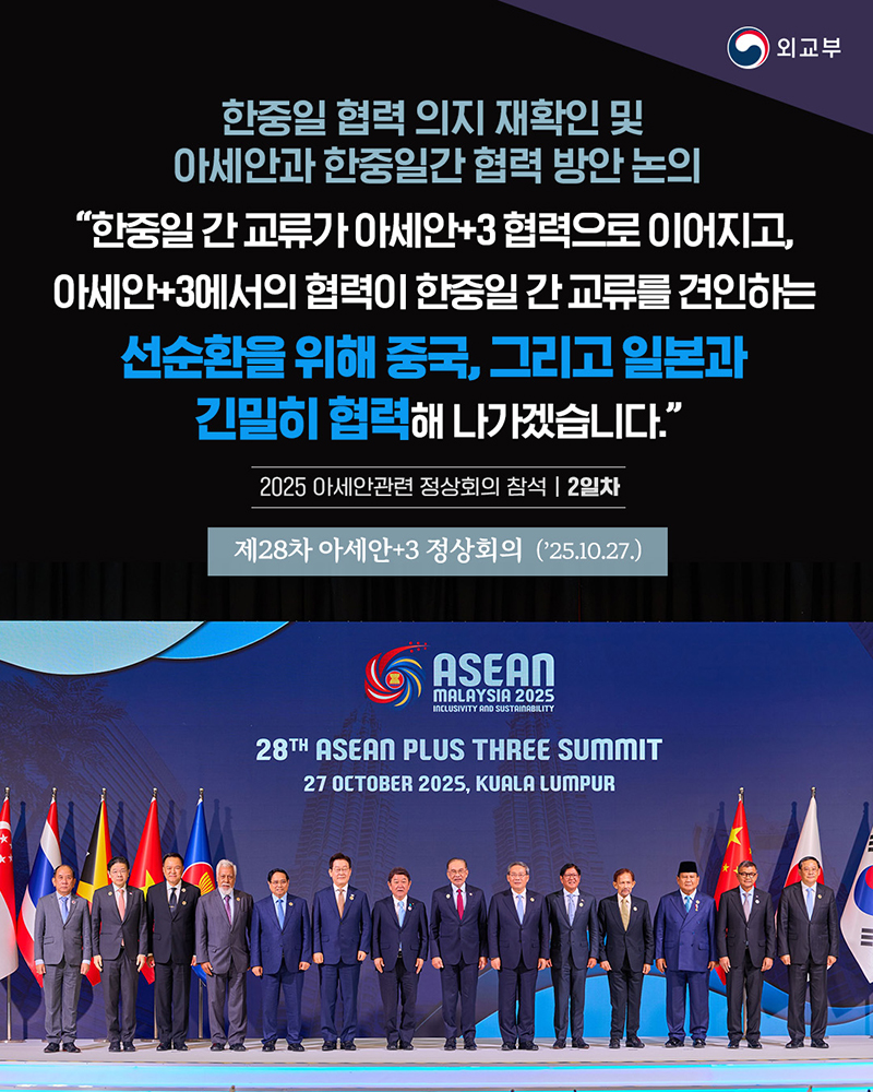 제28차 아세안+3 정상회의(2025.10.27.) 하단내용 참조