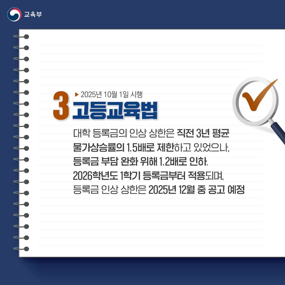 교육부 소관 법률 6건, 국회 본회의 통과!