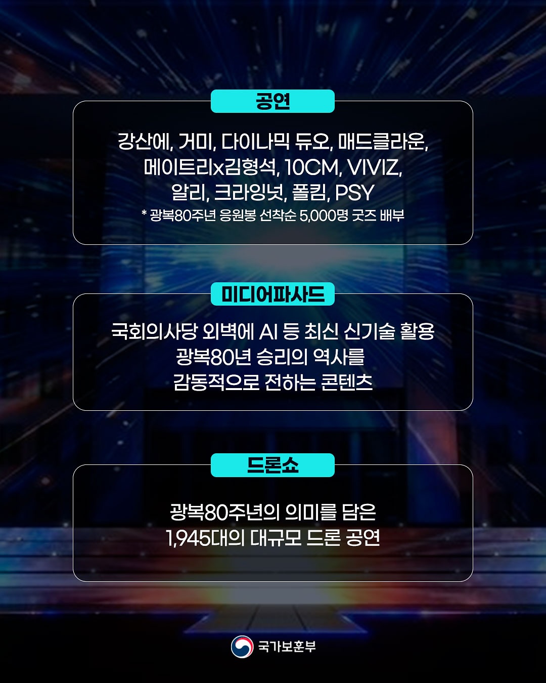 8월 14일, 국회의사당에서 광복80년 전야제가 열립니다