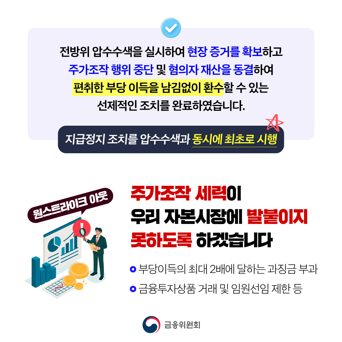 주가조작 근절 합동대응단이 1,000억원 상당의 대규모 장기 시세조종 사건을 적발