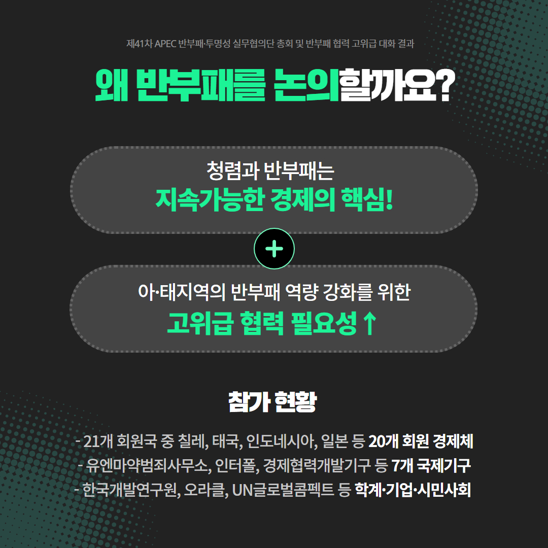 APEC 최초 ‘반부패 고위급 대화’ 개최