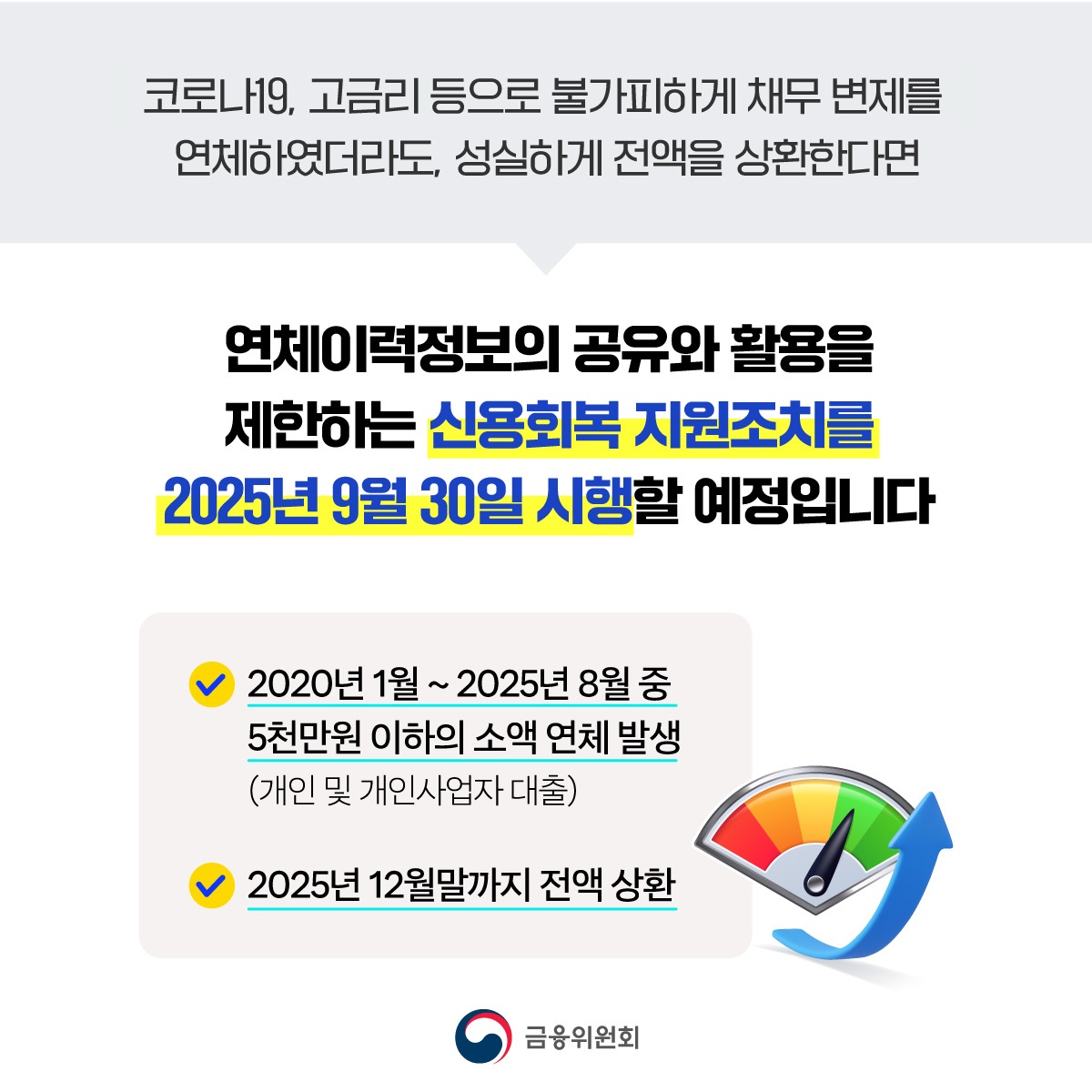 밀린 빚 모두 갚으면 연체이력을 삭제해드리는 신용회복 지원조치