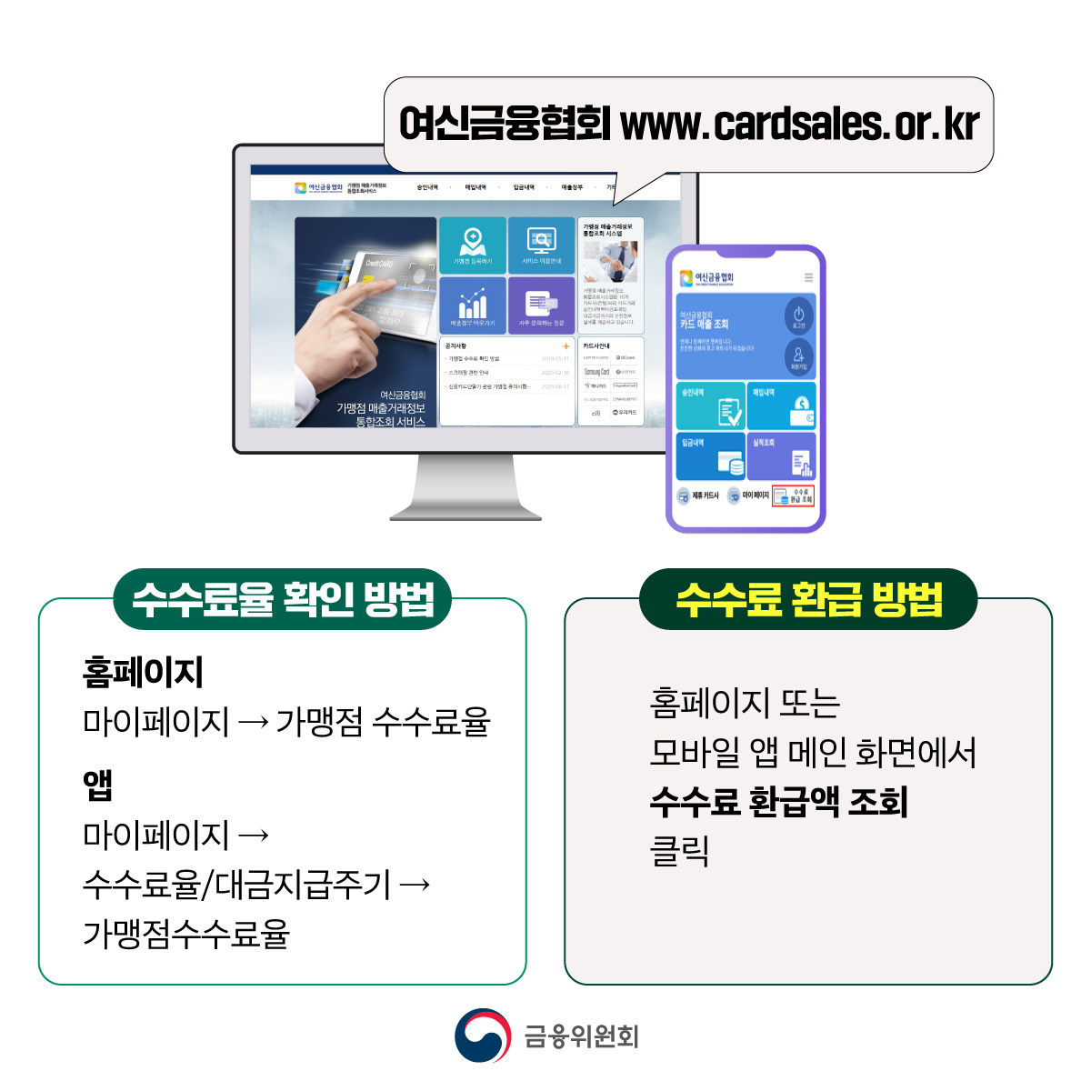 영세·중소 신용카드 가맹점 306만 8천 곳에 우대수수료율을 적용합니다
