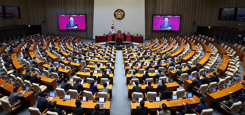 이재명 대통령이 4일 국회 본회의장에서 2026년도 정부 예산안 시정연설을 하고 있다. 2025.11.4(사진=저작권자(c) 연합뉴스, 무단 전재-재배포 금지)