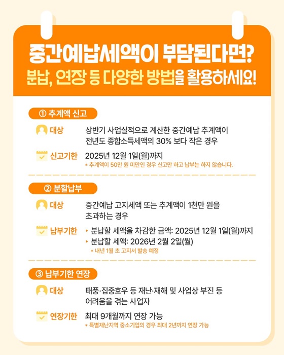 11월은 종합소득세 중간예납의 달